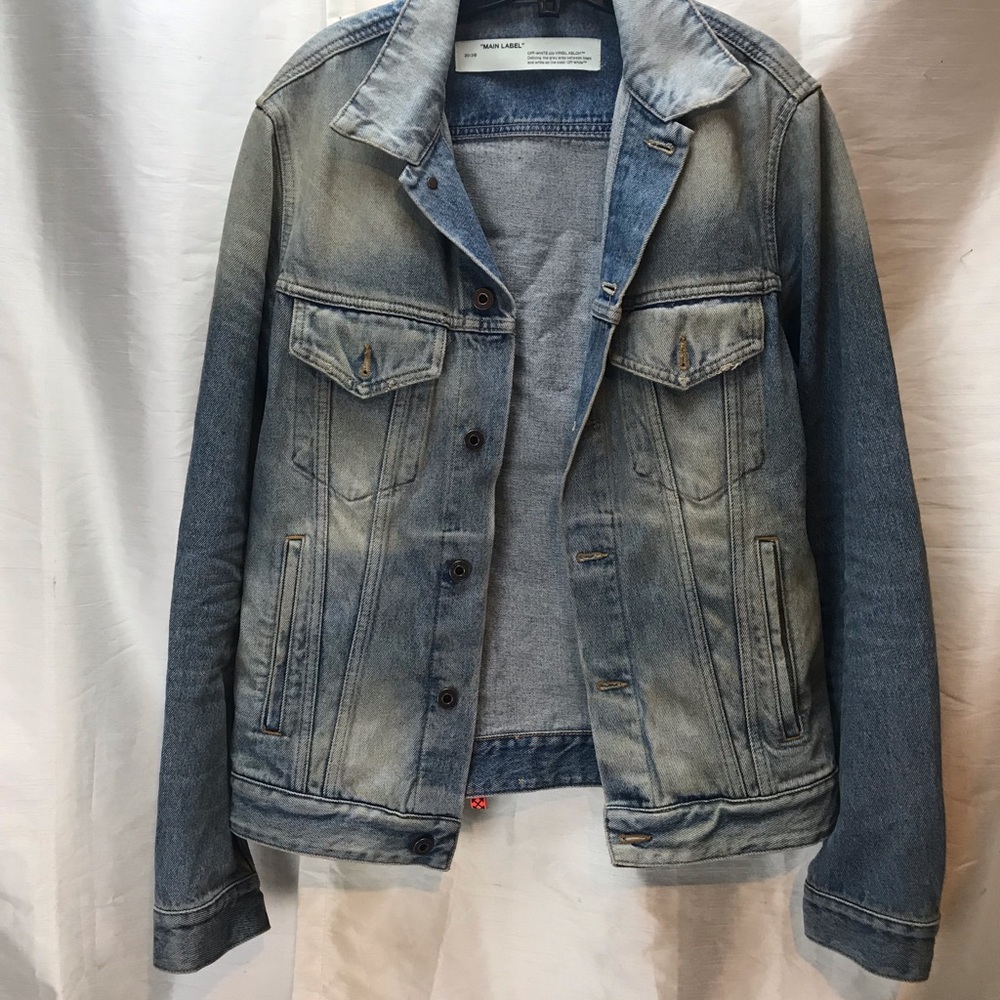 MEN’S OFF -WHITE AIRPORT TAPE DENIM JACKET MAIN LABEL VIRGIL ABLOH SZ MED